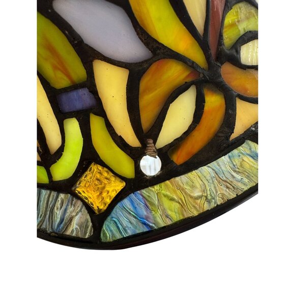 Art Nouveau/Victorian-Style Slag Glass Lamp Shade – 8" Bent Stained Glass - Picture 5 of 16